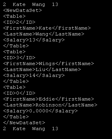 Display XML String from an ADO.NET DataSet