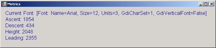 Displaying font metric information