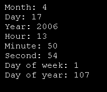 Display the various properties for a Date