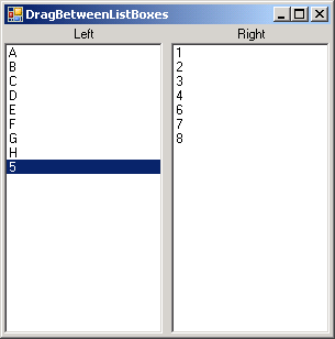 Drag and drop between two ListBox