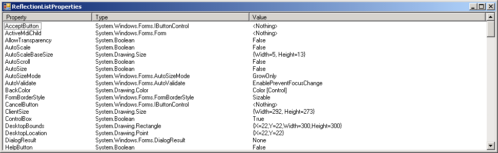 Fill Reflection Data into ListView