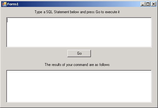 GUI based SQL command executer