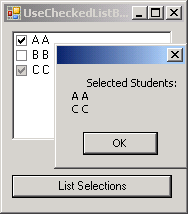 Get selected item in a CheckBox List