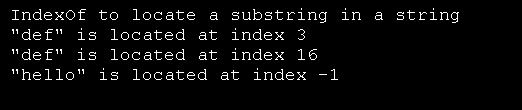 IndexOf to locate a substring in a string