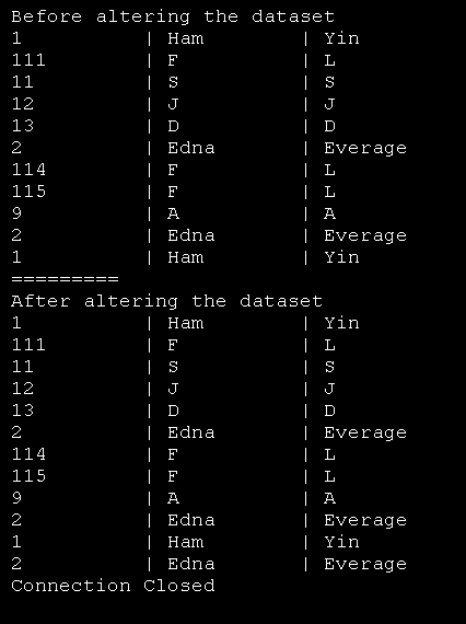 Insert command with parameters