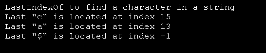 LastIndexOf to find a character in a string