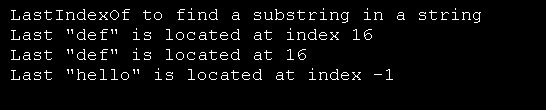 LastIndexOf to find a substring in a string