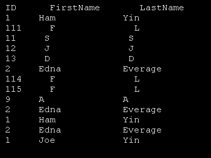 Output data from 'Select' command in a table format