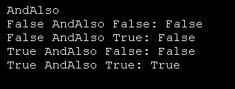 Truth table for AndAlso