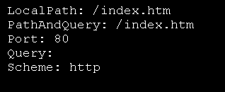 URI info: LocalPath, PathAndQuery, Port, Query, Scheme