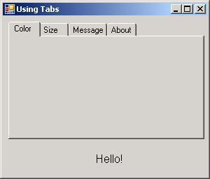 Using TabControl to display various font settings