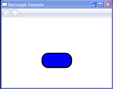 Draws a 100 by 50 rectangle with a solid blue fill, a black outline, and rounded corners