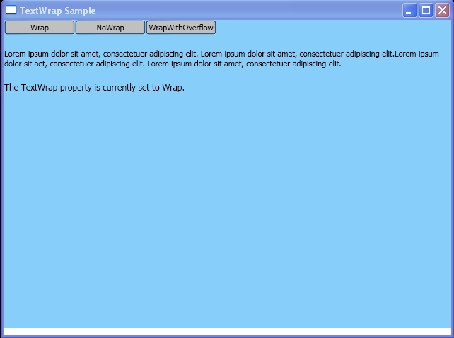 Effects of the enumerated values of TextWrapping.