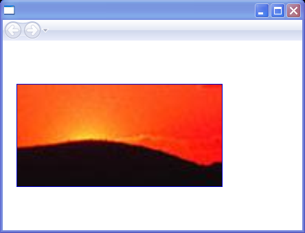 ImageBrush has its Stretch property set to Fill: image is expanded to completely fill the rectangle.