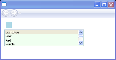 List box that uses data binding to populate the list box items.