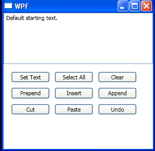 TextBox: set text, select all, clear, prepend, insert, append, cut, paste, undo