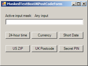 Set the input mask to that of a UK postcode