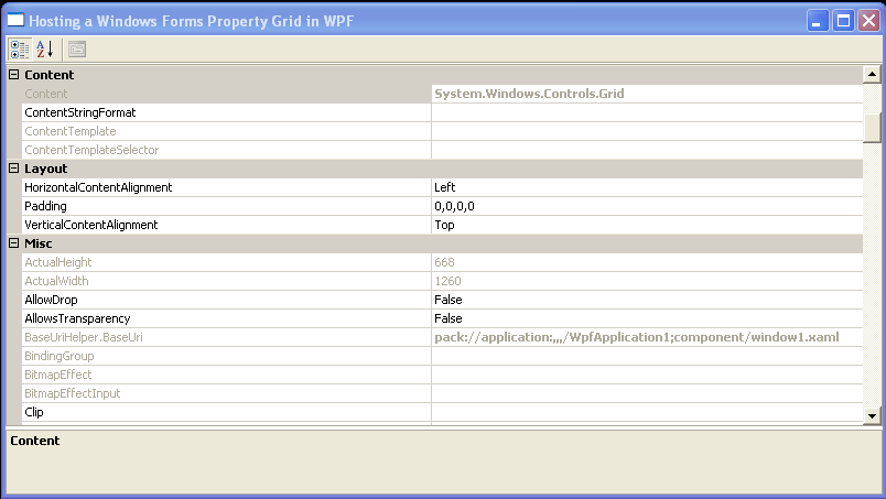 WPF Add The Property Grid To The Host And The Host To The W P F Grid