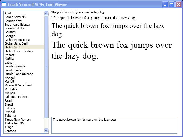 Binding ListBox ItemsSource to Fonts.SystemFontFamilies