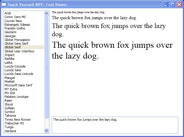 WPF Binding List Box Items Source To Fonts System Font Families