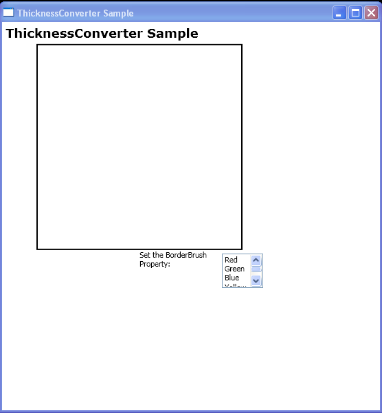 Convert contents of a ListBoxItem to an instance of Thickness by using the BrushConverter
