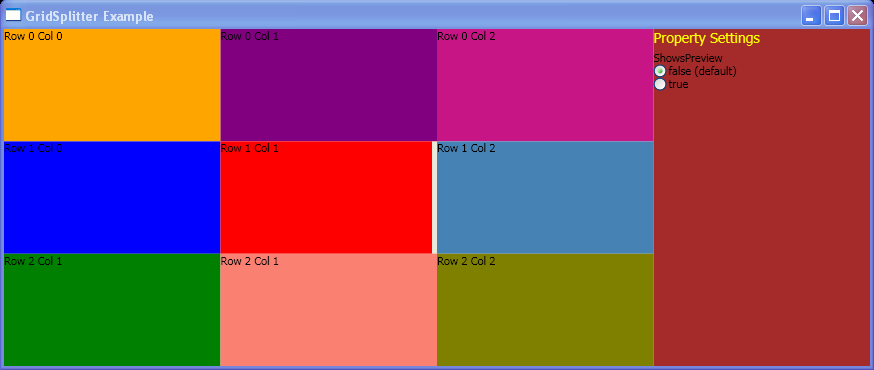 WPF Define A Grid Splitter And Shows Preview Changed