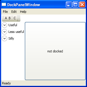 DockPanel with Menu, ToolBarTray, StatusBar, StackPanel