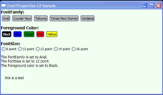 WPF Font Properties Sample