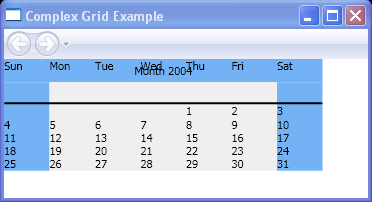 Use Grid to layout a Calendar