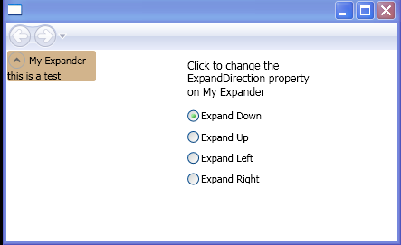 WPF Use The Expander Control And Set The Expand Direction Property