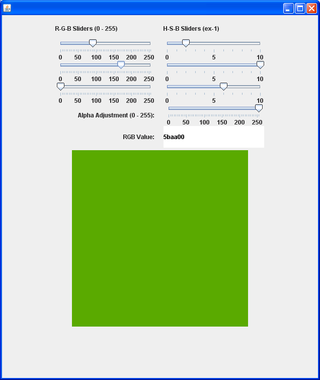 Use Slider to control the color R G B value