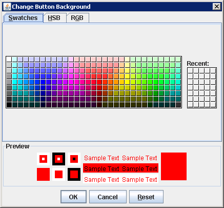 Customizing Action Listeners on JColorChooser Buttons