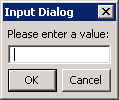 Create your own dialog classes which allows users to input a String
