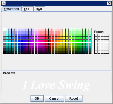 Changing the Color Chooser Panels