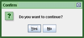 Using JOptionPane to prompt user confirmation: a demo