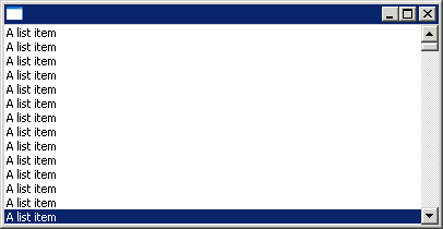 Create a List with a vertical ScrollBar and Add a bunch of items to it
