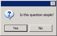 A message box with the question icon, Yes/No button, and a simple question
