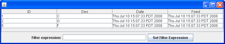 Table row filer and sort key