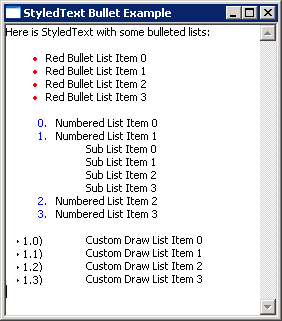 StyledText bulleted list example