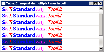 Draw different foreground colors and fonts for text in a TableItem