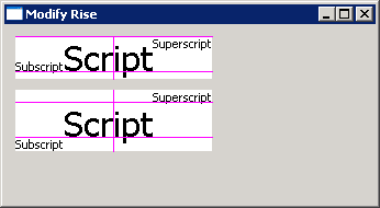 Subscript and superscript: using the rise field of a TextStyle