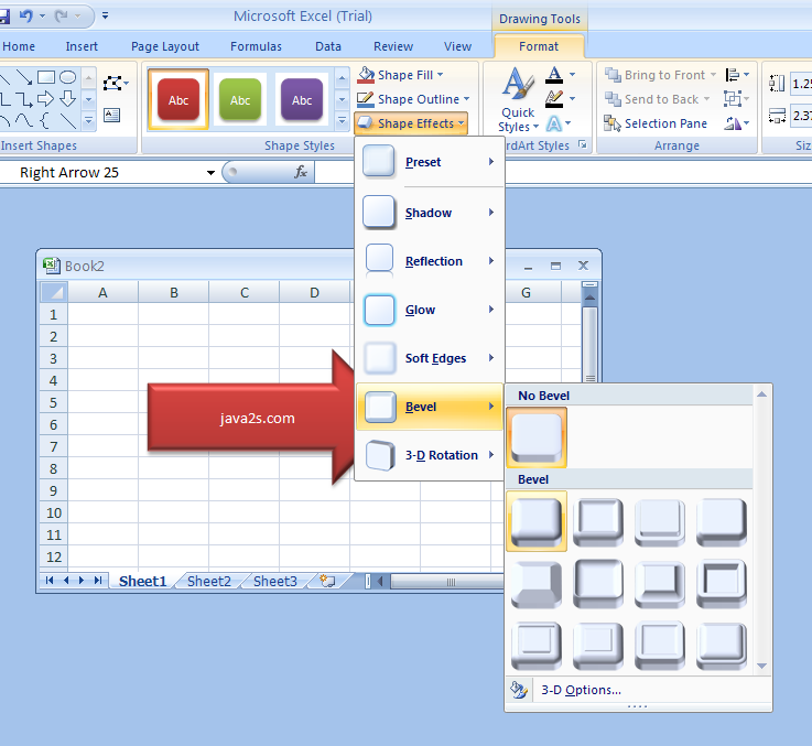 Add A Quick Style To Shape Text Shape Format Style Wordart Clip Art Shape Picture Microsoft Office Excel 2007 Tutorial