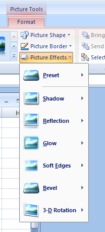 Click the picture. Click the Format tab under Picture Tools. Click the Picture Effects button