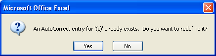 If necessary, click Yes to redefine entry.