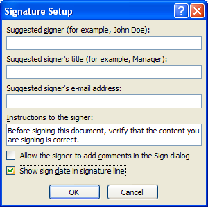 Select the Show sign data in signature line check box.