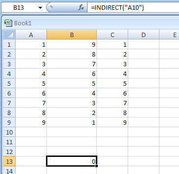 Input the formula: =INDIRECT