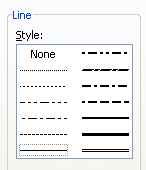 Select a line style. Click the Color list arrow and then click a color for the border.