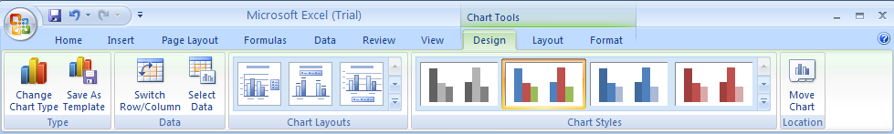 Select the chart. Click the Design tab under Chart Tools.