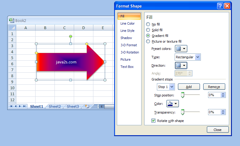 Click the Direction list arrow and then select a shading progression.