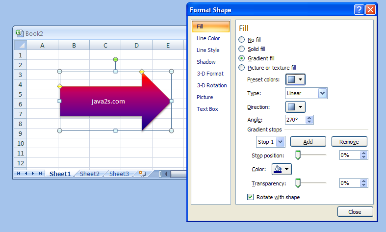 Click the Preset colors button arrow and then select the built-in gradient fill.